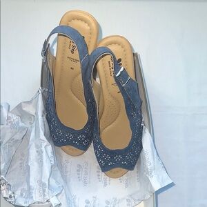 Spring Step Blue Slingback Sandals. New without tags. Never worn